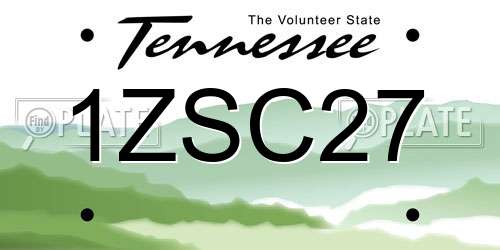 1ZSC27 Tennessee License Plate