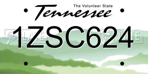 1ZSC624 Tennessee License Plate