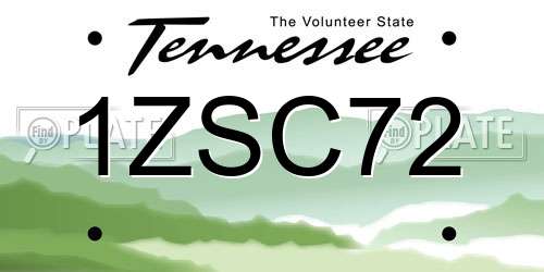 1ZSC72 Tennessee License Plate