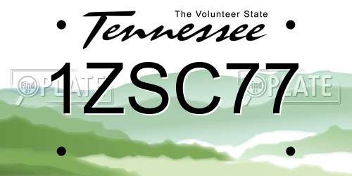 1ZSC77 Tennessee License Plate