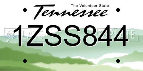 1ZSS844 Tennessee License Plate