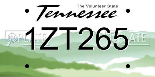 1ZT265 Tennessee License Plate