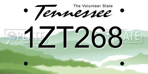 1ZT268 Tennessee License Plate