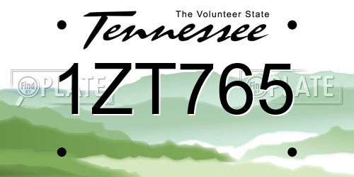 1ZT765 Tennessee License Plate