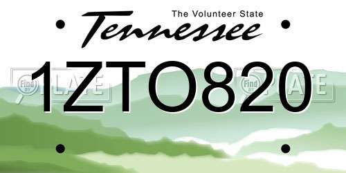 1ZTO820 Tennessee License Plate