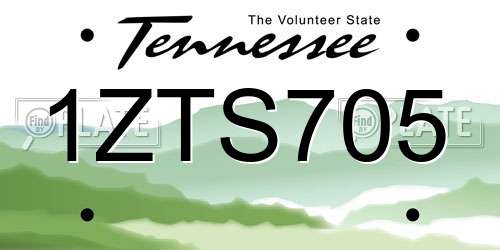 1ZTS705 Tennessee License Plate