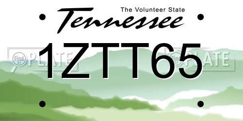 1ZTT65 Tennessee License Plate