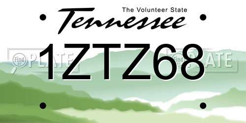 1ZTZ68 Tennessee License Plate
