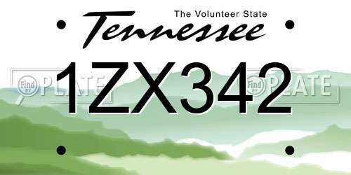 1ZX342 Tennessee License Plate