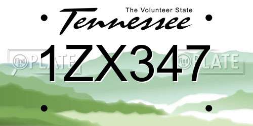 1ZX347 Tennessee License Plate