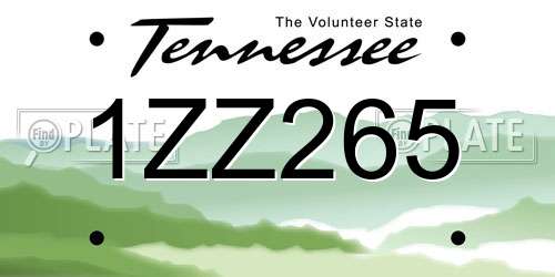 1ZZ265 Tennessee License Plate