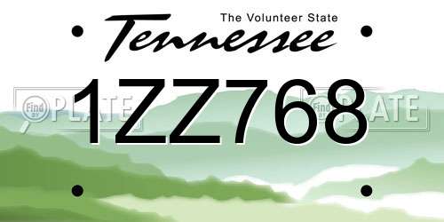 1ZZ768 Tennessee License Plate
