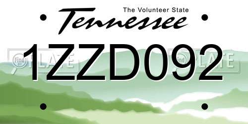 1ZZD092 Tennessee License Plate