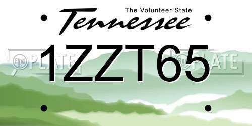 1ZZT65 Tennessee License Plate