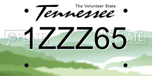1ZZZ65 Tennessee License Plate
