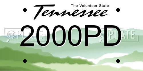 2000PD Tennessee License Plate