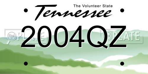 2004QZ Tennessee License Plate