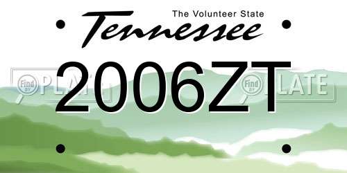 2006ZT Tennessee License Plate