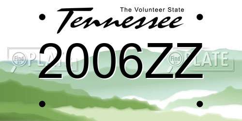 2006ZZ Tennessee License Plate