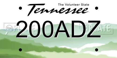 200ADZ Tennessee License Plate
