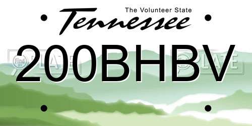 200BHBV Tennessee License Plate
