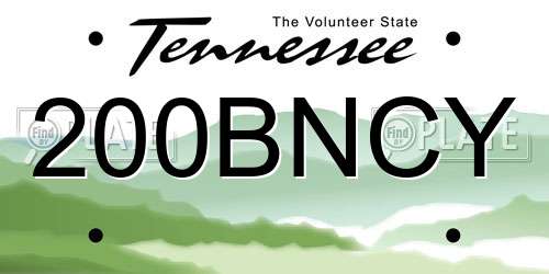 200BNCY Tennessee License Plate