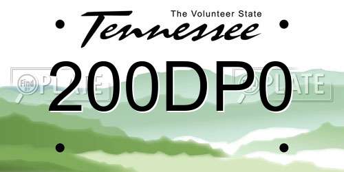 200DP0 Tennessee License Plate