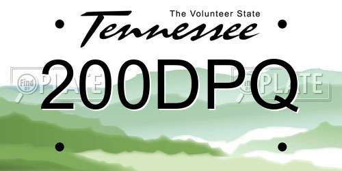200DPQ Tennessee License Plate
