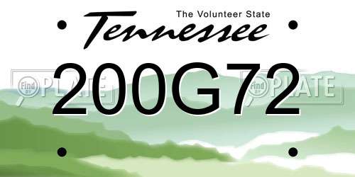200G72 Tennessee License Plate