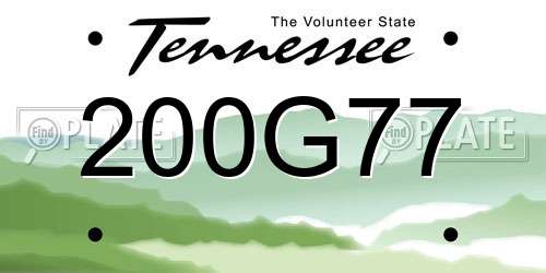 200G77 Tennessee License Plate