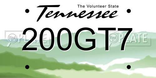 200GT7 Tennessee License Plate