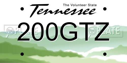 200GTZ Tennessee License Plate
