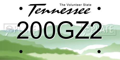 200GZ2 Tennessee License Plate
