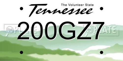 200GZ7 Tennessee License Plate