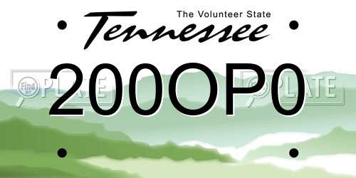 200OP0 Tennessee License Plate