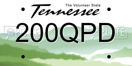 200QPD Tennessee License Plate