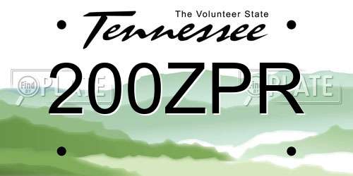 200ZPR Tennessee License Plate