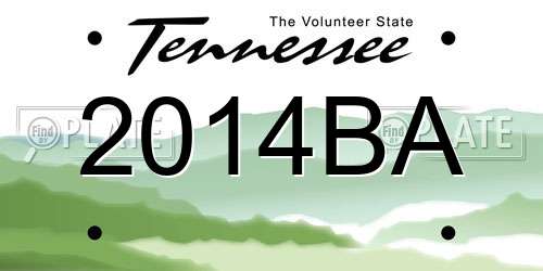 2014BA Tennessee License Plate