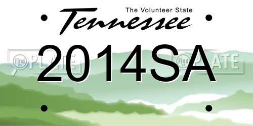 2014SA Tennessee License Plate