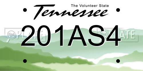 201AS4 Tennessee License Plate