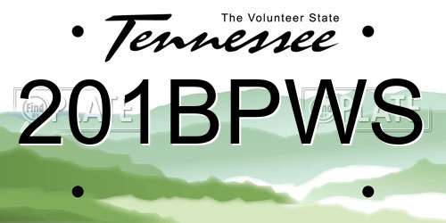 201BPWS Tennessee License Plate