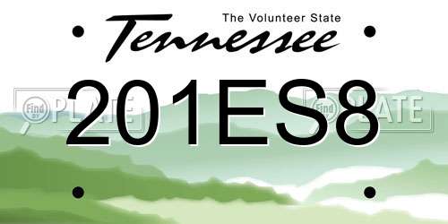 201ES8 Tennessee License Plate