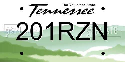 201RZN Tennessee License Plate