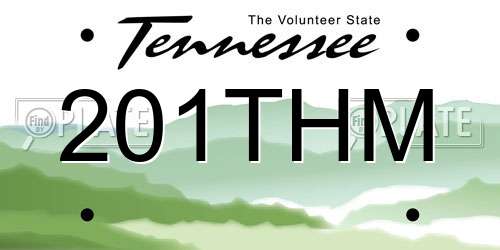 201THM Tennessee License Plate