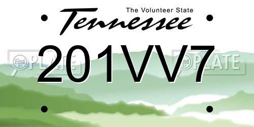 201VV7 Tennessee License Plate