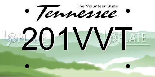 201VVT Tennessee License Plate