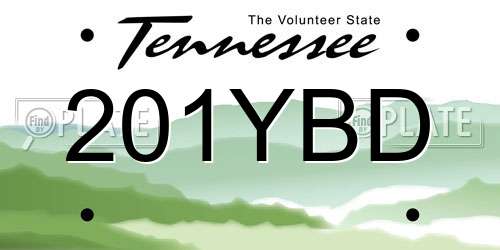 201YBD Tennessee License Plate