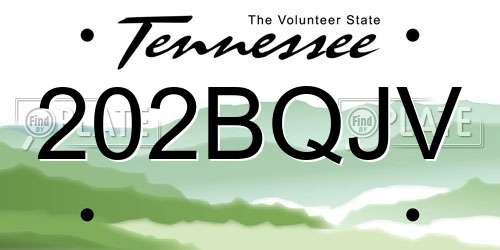 202BQJV Tennessee License Plate