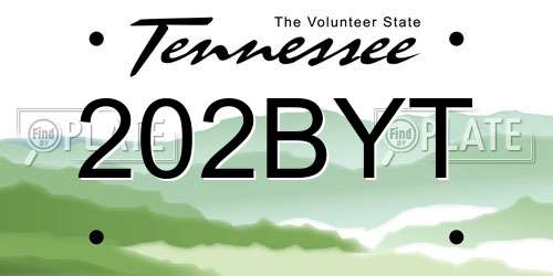 202BYT Tennessee License Plate