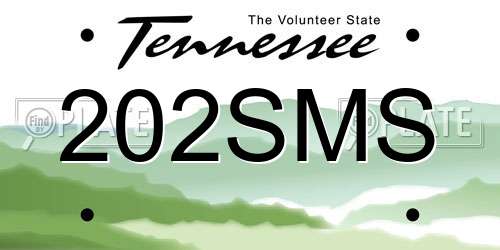 202SMS Tennessee License Plate